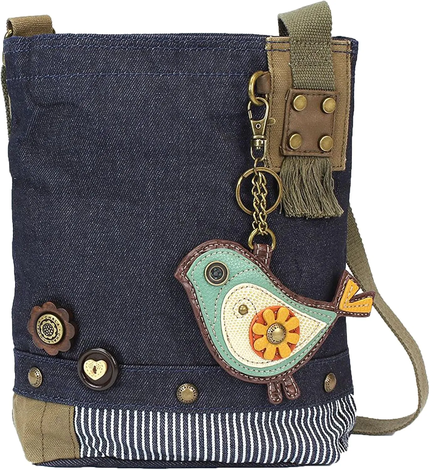 Chala Patch Cross-Body Women Handbag, Blue Denim Canvas Messenger Bag