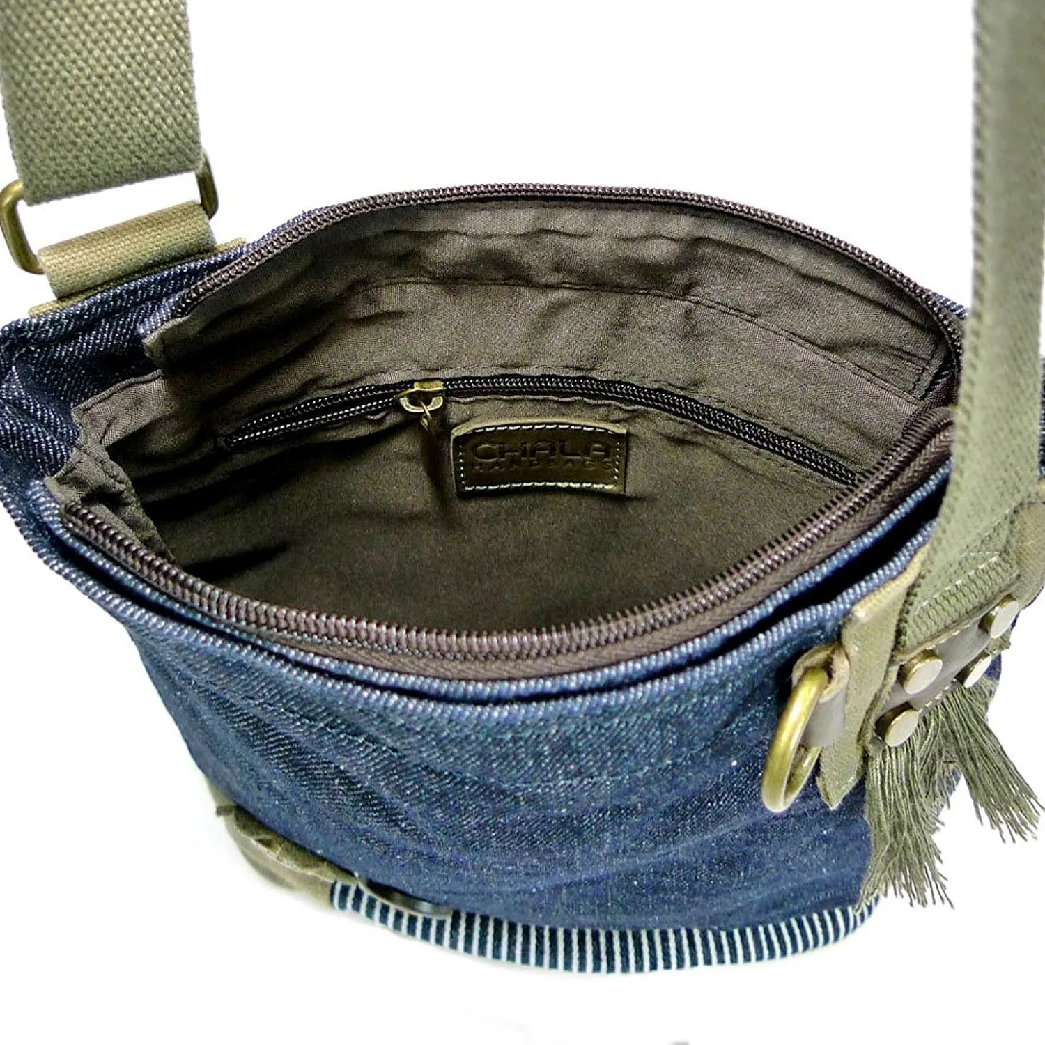 CHALA Patch Cross-Body Women Handbag, Canvas Messenger Bag Denim