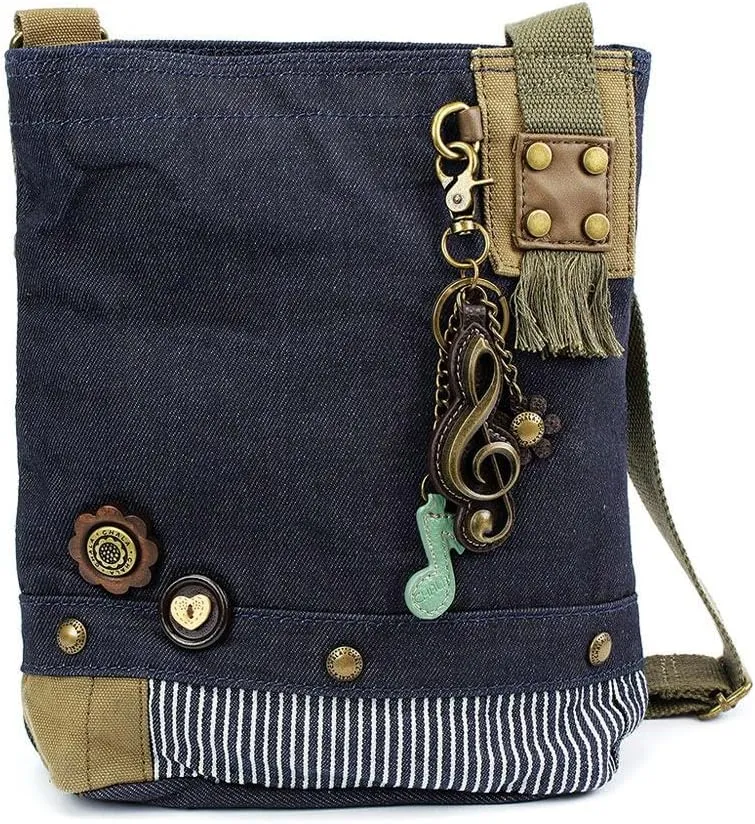 CHALA Patch Cross-Body Women Handbag, Canvas Messenger Bag Denim