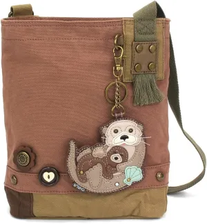Chala Patch Cross-Body Women Handbag, Canvas Messenger Bag - Mauve
