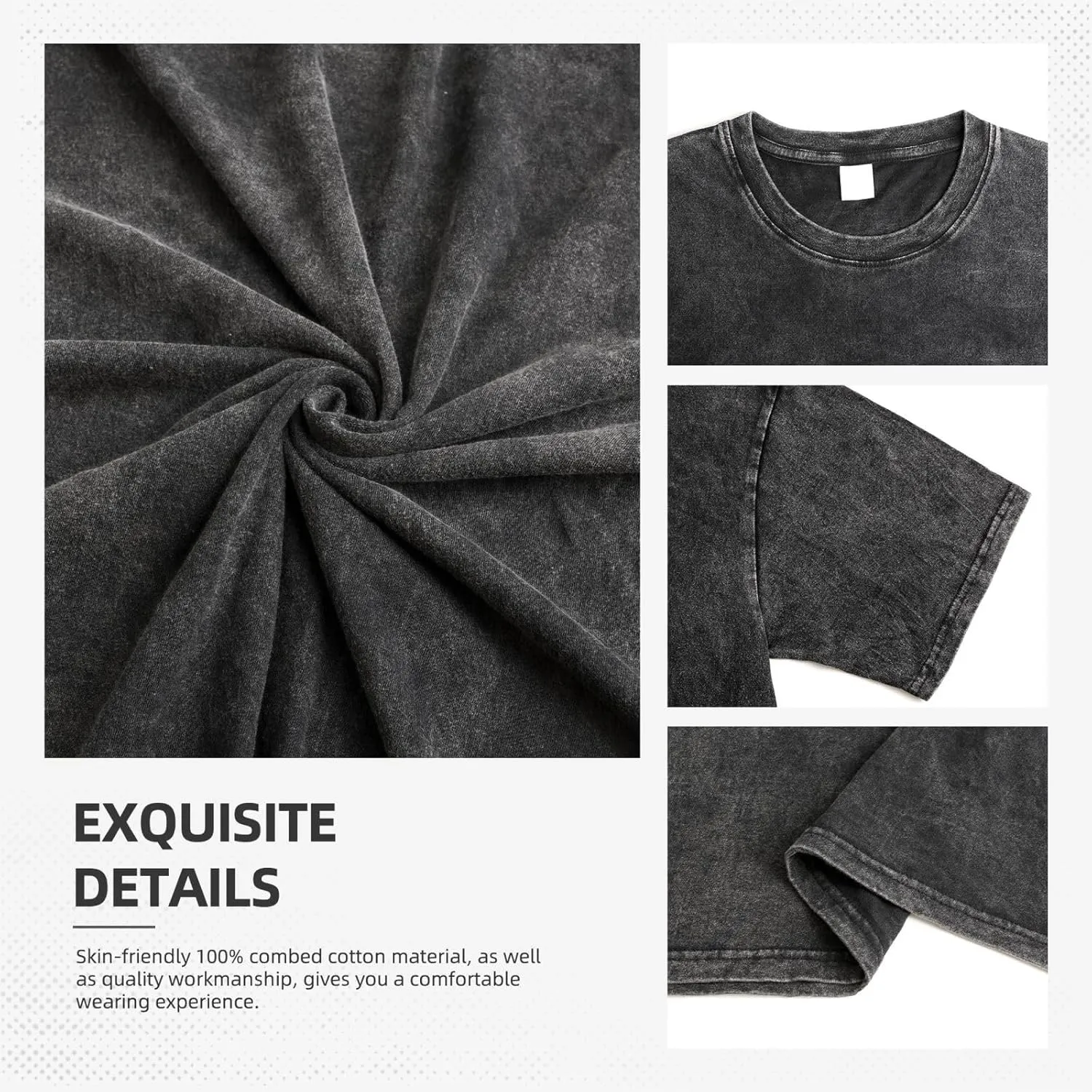 Charles Muisc Manson T-Shirt Retro Washed Off Shoulder Short Sleeved with Stamping Pattern Tees