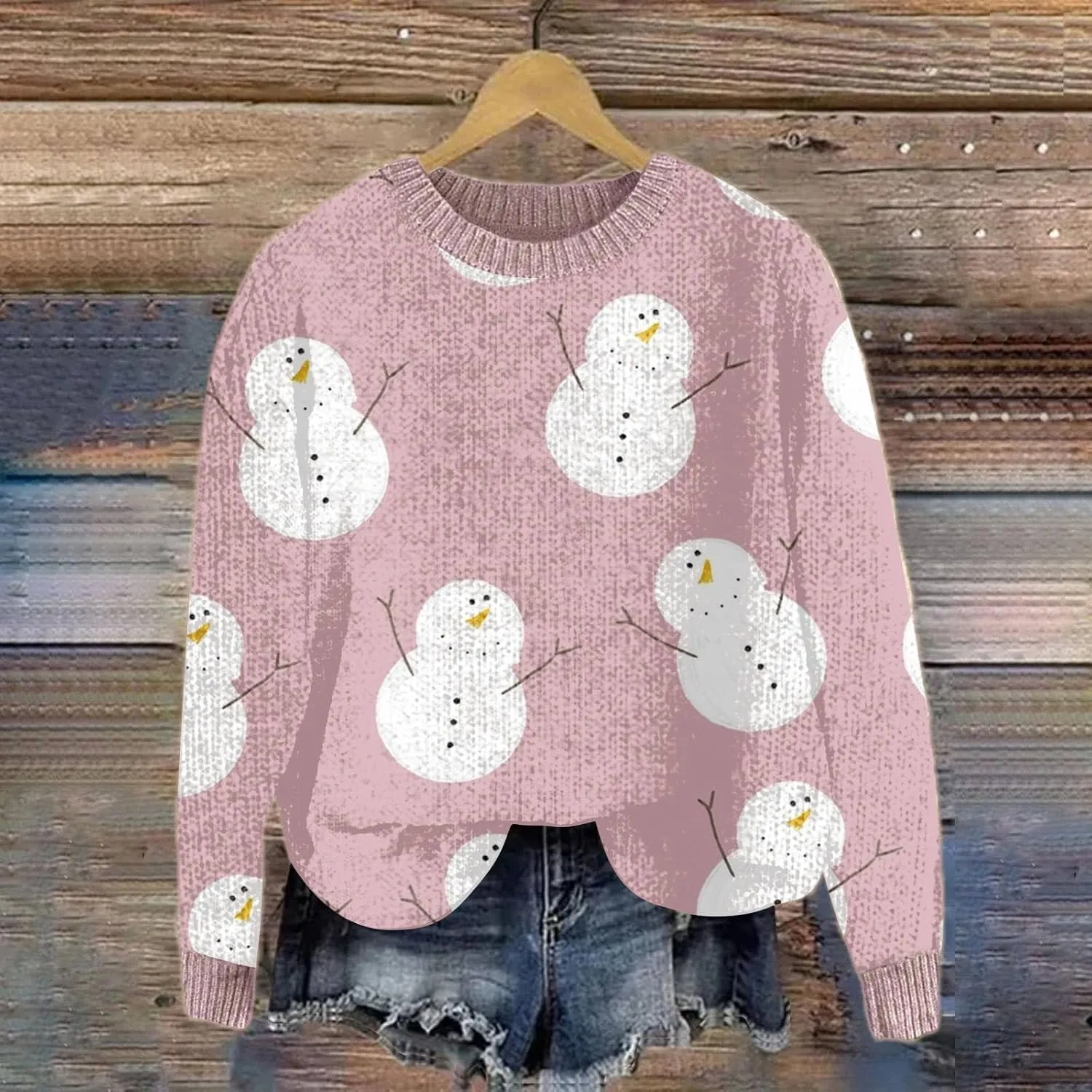 Christmas Jumpers for Women Winter Fair Isle Xmas Reindeer Print Knitted Sweater Casual Retro Crewneck Pullover Tops