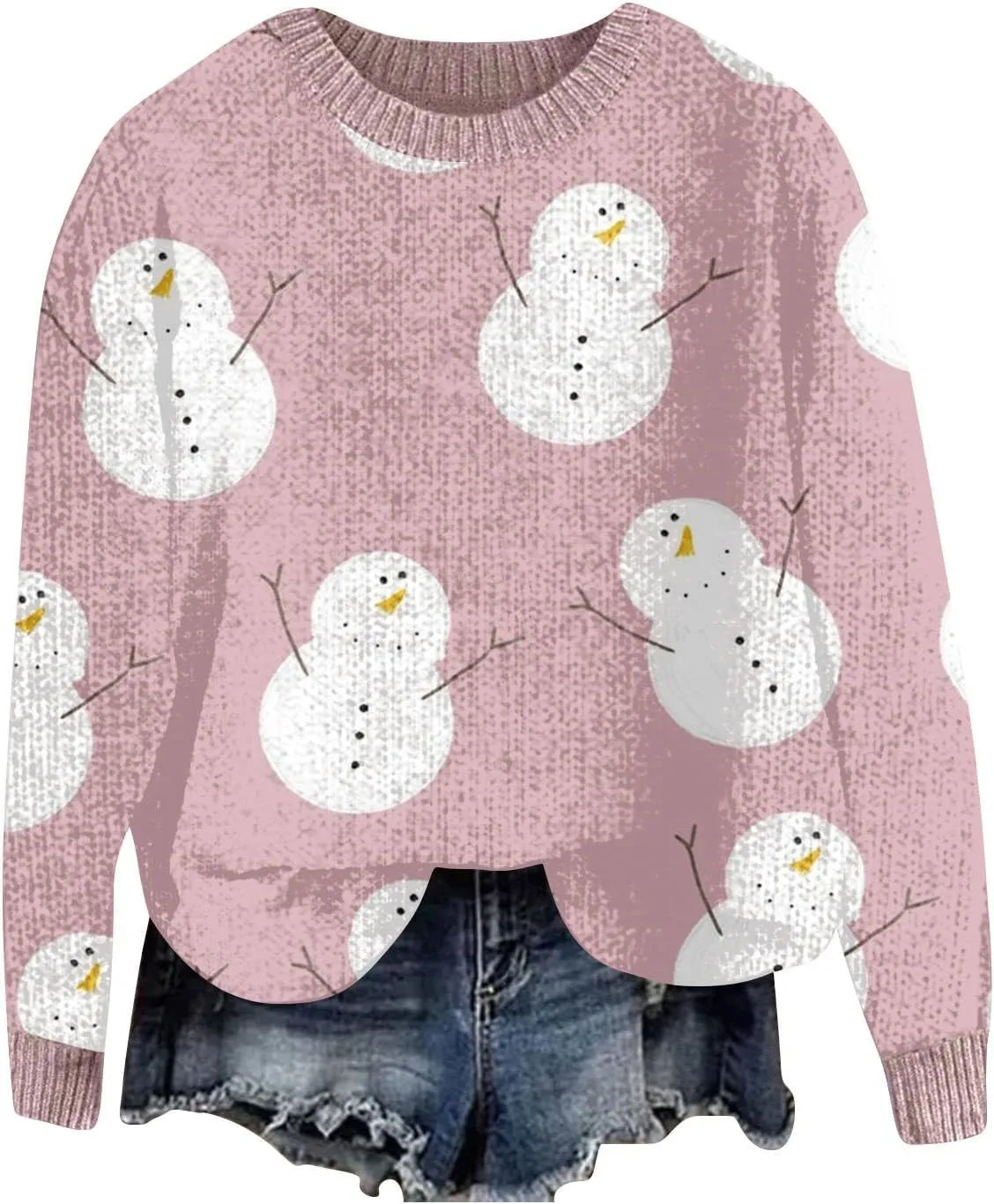 Christmas Jumpers for Women Winter Fair Isle Xmas Reindeer Print Knitted Sweater Casual Retro Crewneck Pullover Tops