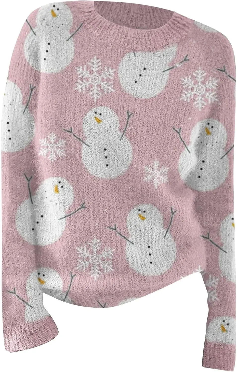 Christmas Jumpers for Women Winter Fair Isle Xmas Reindeer Print Knitted Sweater Casual Retro Crewneck Pullover Tops