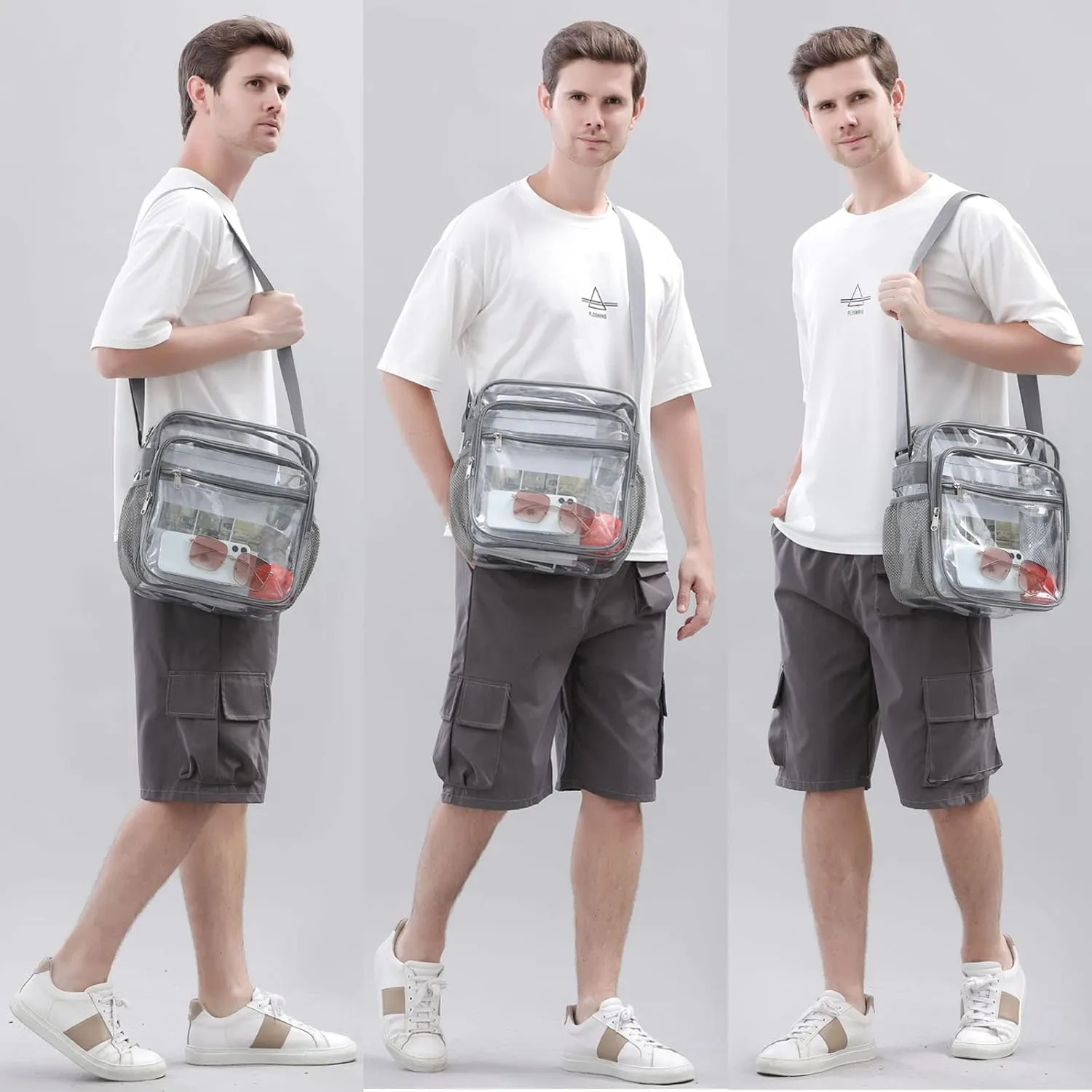 Clear Bag Stadium Approved, Clear Crossbody Messenger Shoulder Bag with Adjustable Strap for Concerts, Sports Events