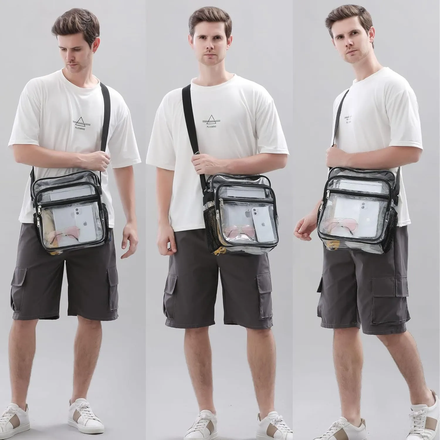 Clear Bag Stadium Approved, Clear Crossbody Messenger Shoulder Bag with Adjustable Strap for Concerts, Sports Events