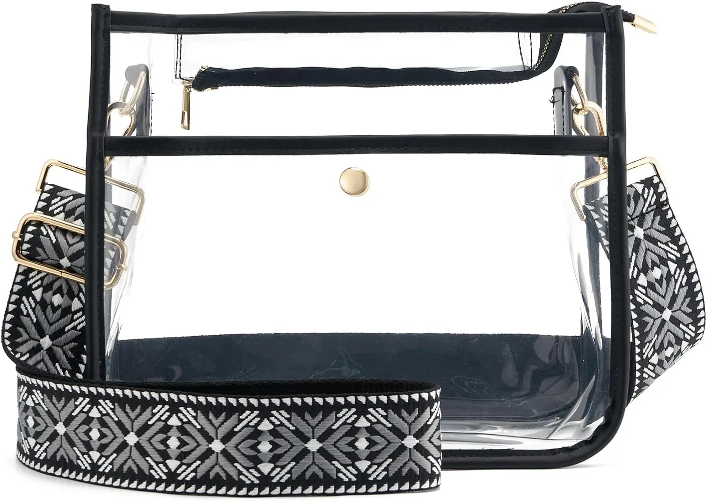 Clear Crossbody Bag Stadium Approved, Adjustable Shoulder Strap Clear Purse Bag for Concerts Sports Events Festivals