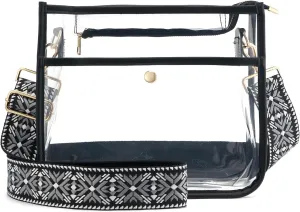 Clear Crossbody Bag Stadium Approved, Adjustable Shoulder Strap Clear Purse Bag for Concerts Sports Events Festivals