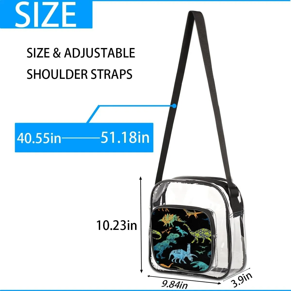 Clear Crossbody Bag Stadium Approved for Women and Men Transparent Messenger Shoulder Bag Clear Purse Bag