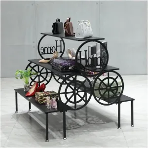 Clothes Rail Garment Rack Retail Display Tables For Shoe Shop, Standing Clothing Shoes Display Rack Unit Storage Shelves Trapezoidal Floor-to-ceiling Shelves Multi-level Shoes And Handbags Shelf ( Col