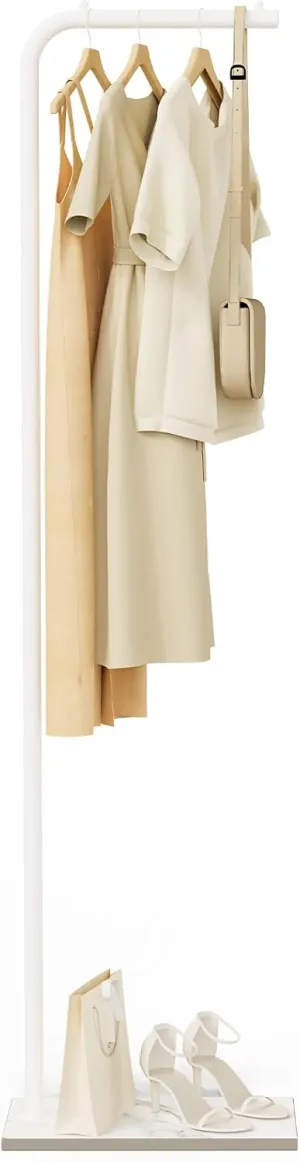Clothing Rack, 70.08 In Metal Freestanding Coat Rack, Natural Stable Rock Base, Suitable For Outerwear, Clothes, Handbags, Suitable For Entrances, Corridors, Halls, White