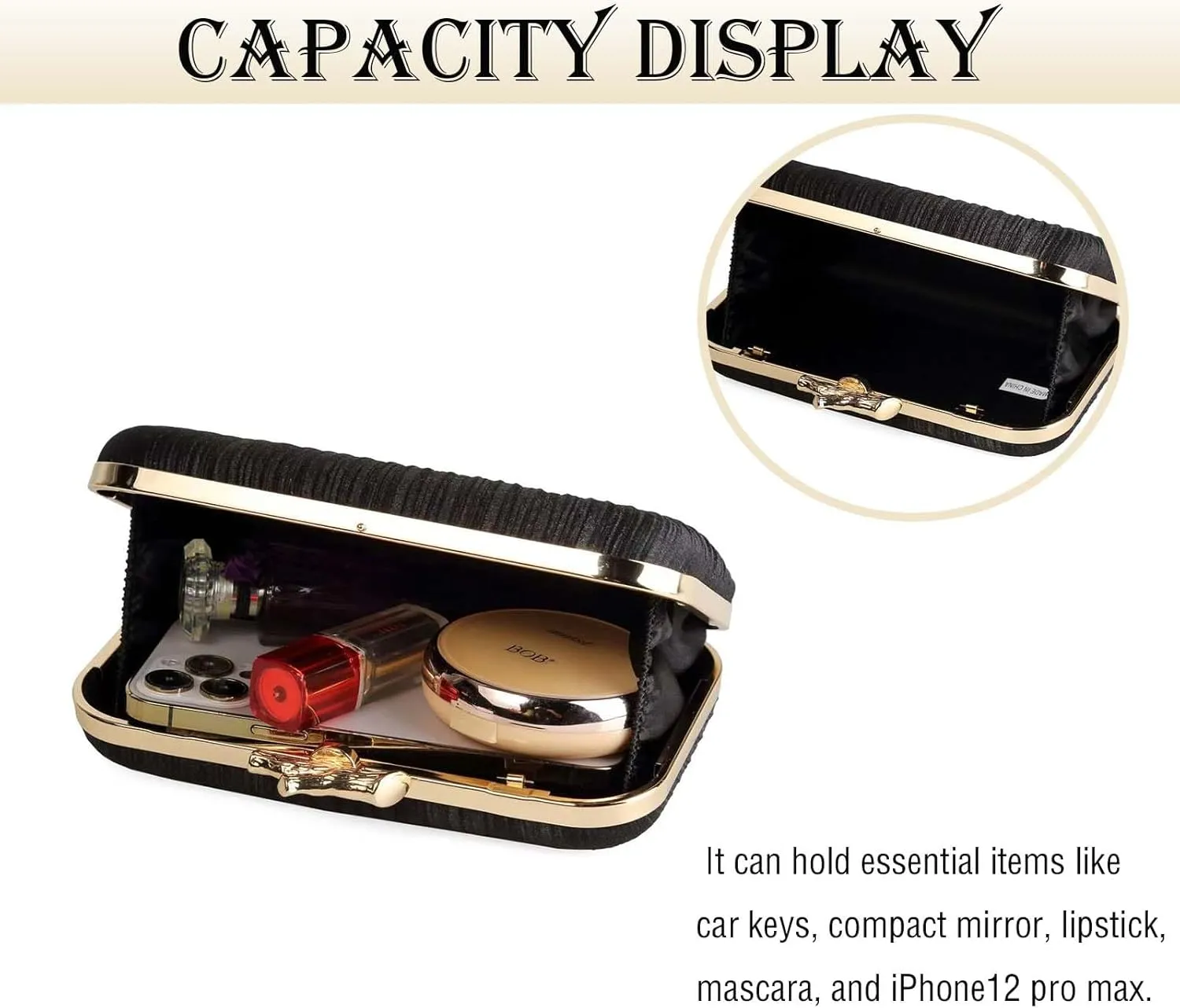 Clutch Purses for Women Evening Bag Pleated Clutch Handbags Chain Shoulder Bag Satin Purses for Wedding Party
