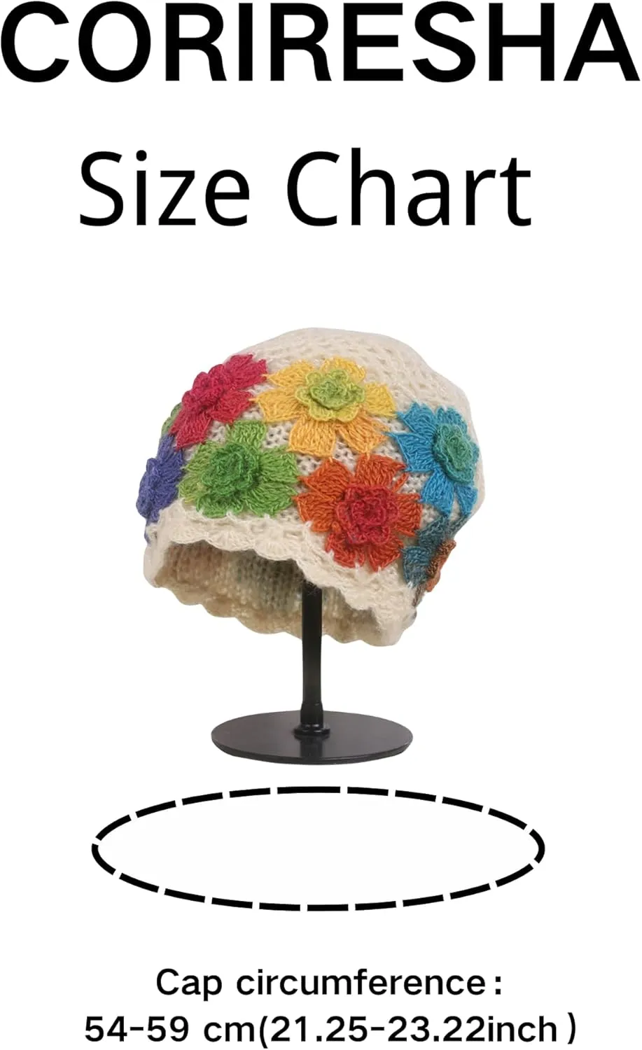 CORIRESHA Women's Boho Crochet Flower Beanie Handmade Cotton Hollow Out Y2k Summer Hat