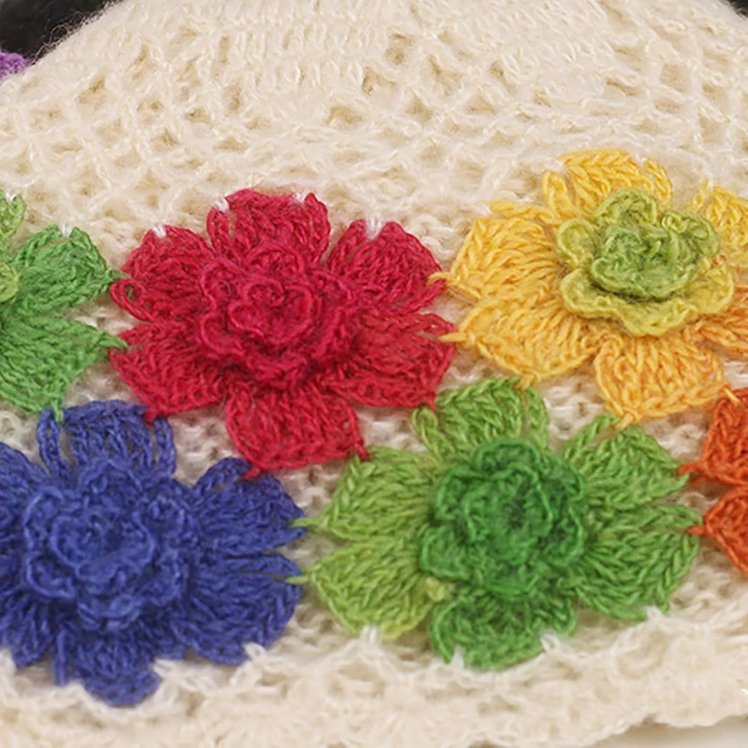 CORIRESHA Women's Boho Crochet Flower Beanie Handmade Cotton Hollow Out Y2k Summer Hat