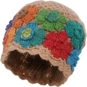 CORIRESHA Women's Boho Crochet Flower Beanie Handmade Cotton Hollow Out Y2k Summer Hat