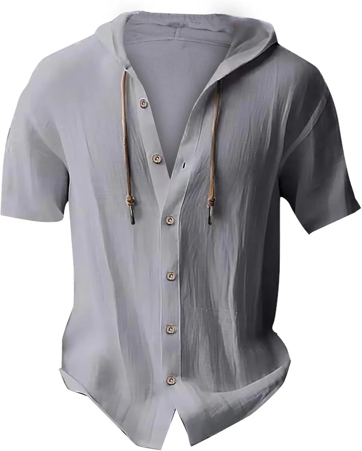 Cotton Hoodie Men Long Sleeve Hooded Beach Summer Lightweight Shirt Button Down Casual Oversized Workout Running Shirts