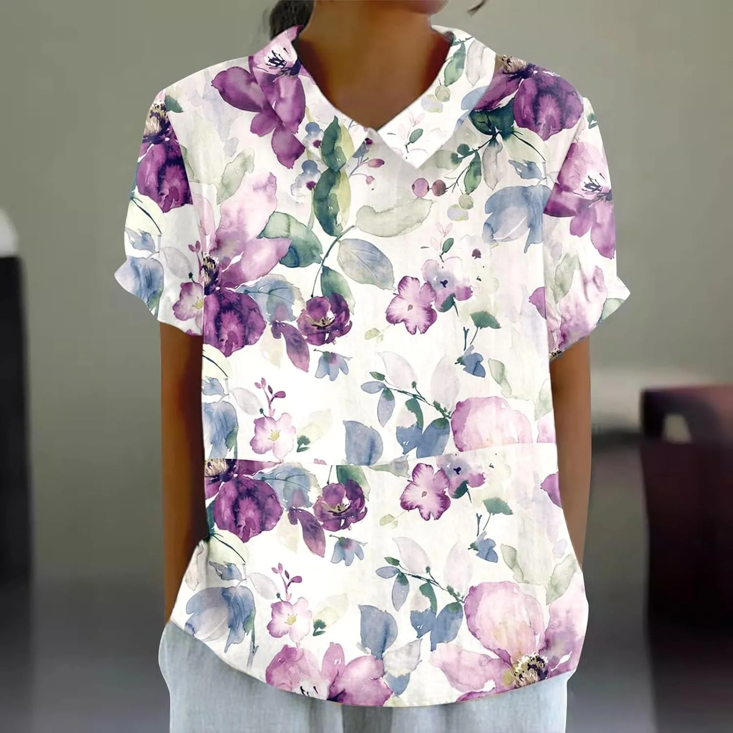 Cotton Linen Shirts for Women 2024 Neck Button Loose Pullover Top Casual Shirt T Shirt White Button Up Shirt Women