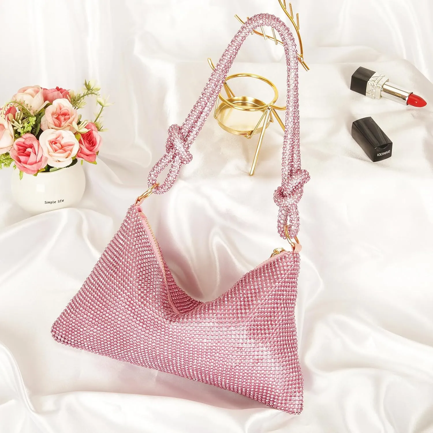 Covelin Womens Fashion Shiny Diamond Handbag Tote Shoulder Evening Bag