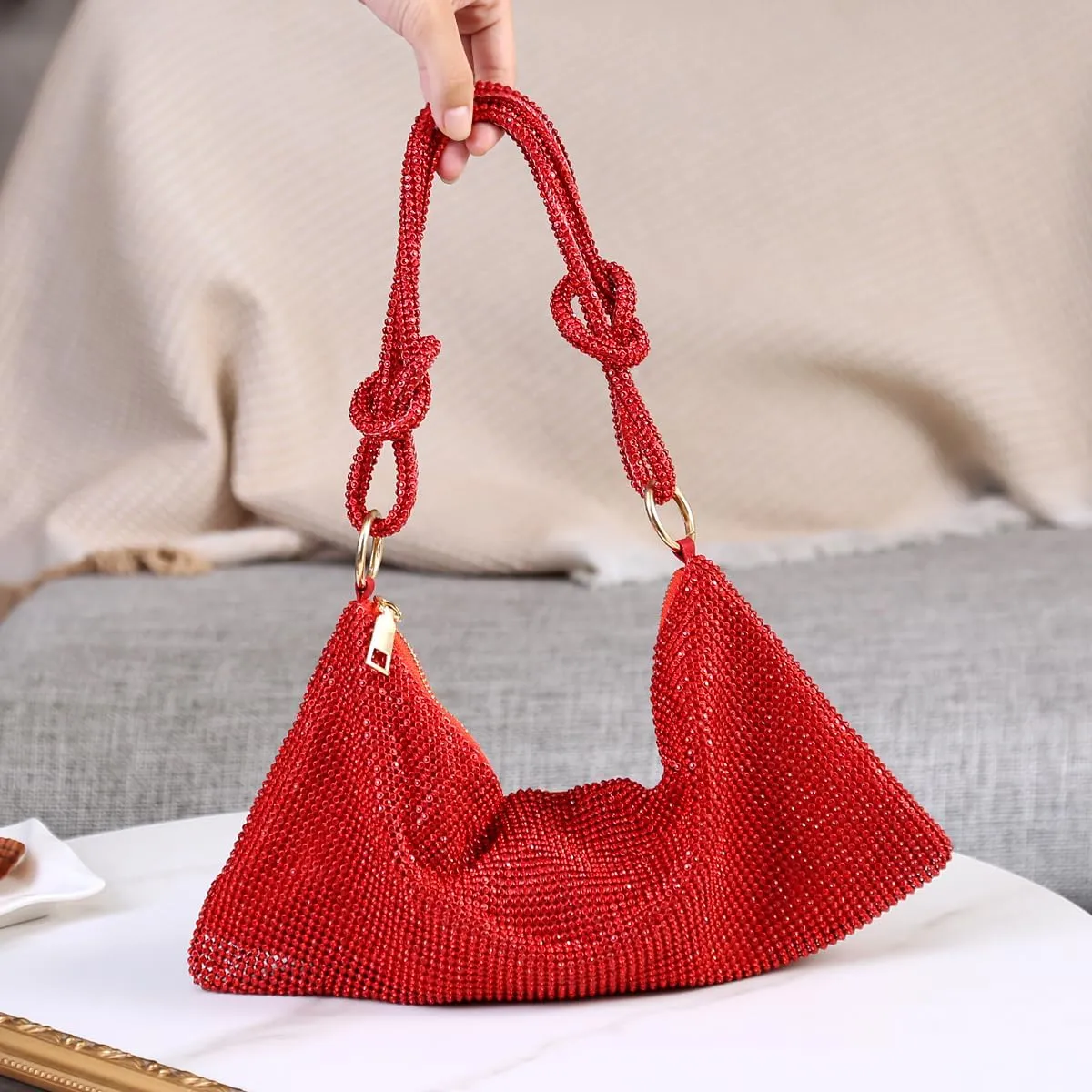 Covelin Womens Fashion Shiny Diamond Handbag Tote Shoulder Evening Bag