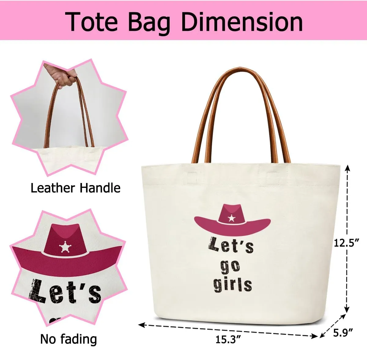 Cowgirl Gifts Canvas Tote Bag For Women, Reusable Grocery Shoulder Bag for Work Shopping Travel Gym, Birthday Gifts for Halloween Christmas Beach Bags Handbags for Mother Friends Teacher -SL03