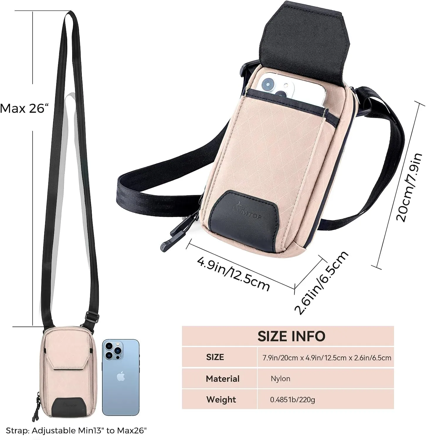 Crossbody Bags for Women Cell Phone Crossbody Wallet Purses Nylon Diamond Quilted Fabric Shoulder Strap Waterproof Zipper