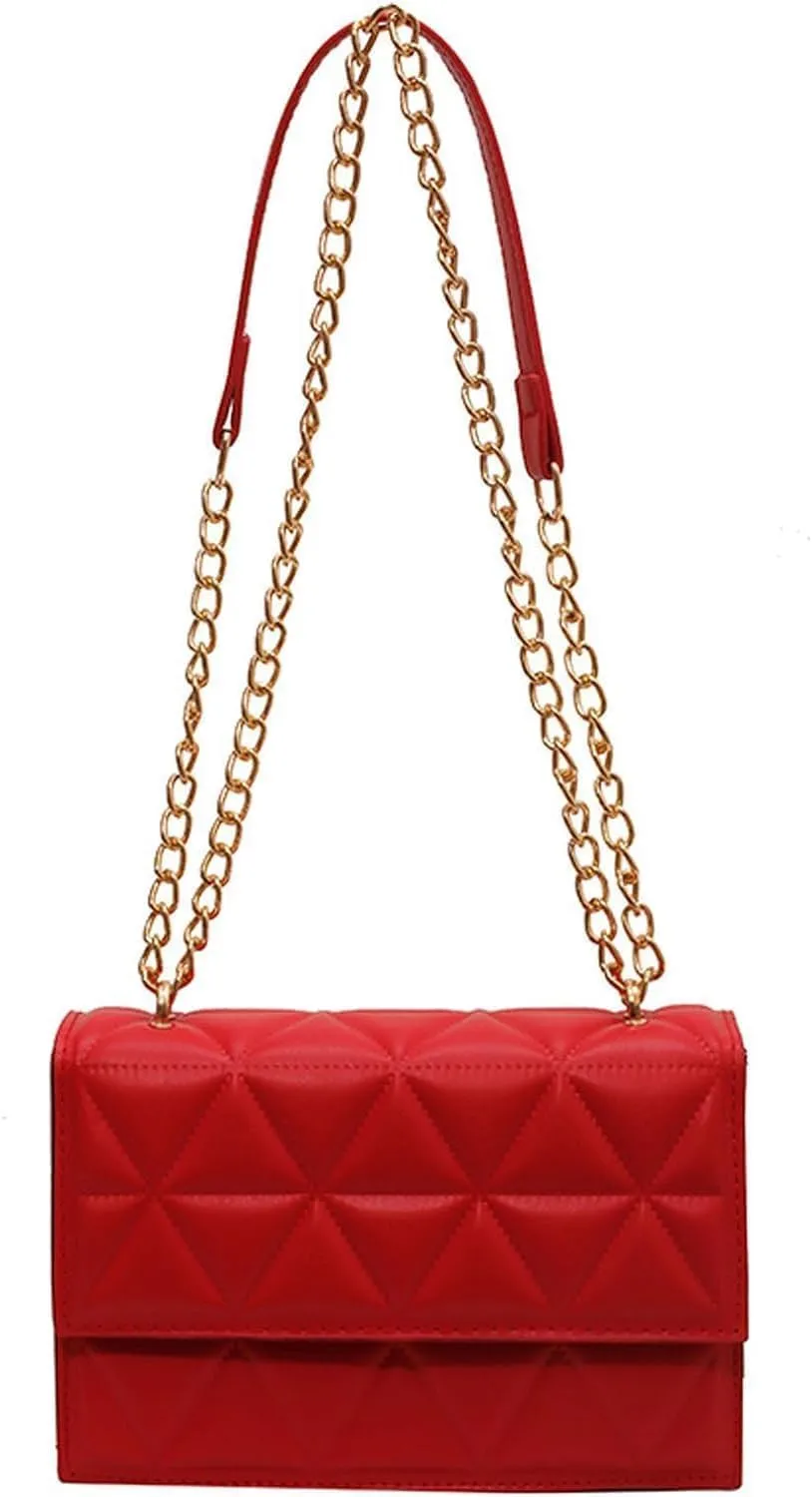 Crossbody Bags for Women Small Cross Body PU Leather Shoulder Bag with Chain Strap Trendy Hobo Handbags, One Color, One Size