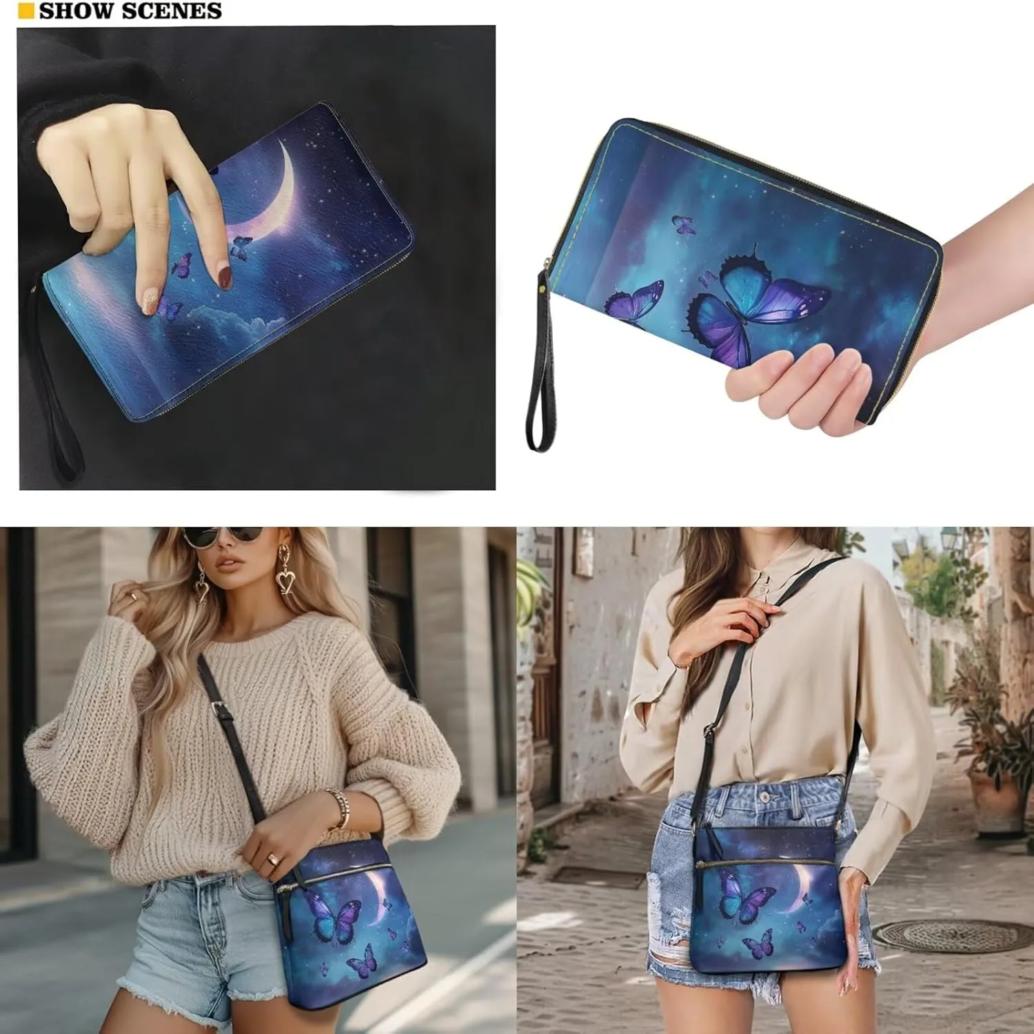 Crossbody Purses 2Pcs, Fashion Crossbody Messenger Bags with a Small Wallet Portable Easy to Carry for Work Travel