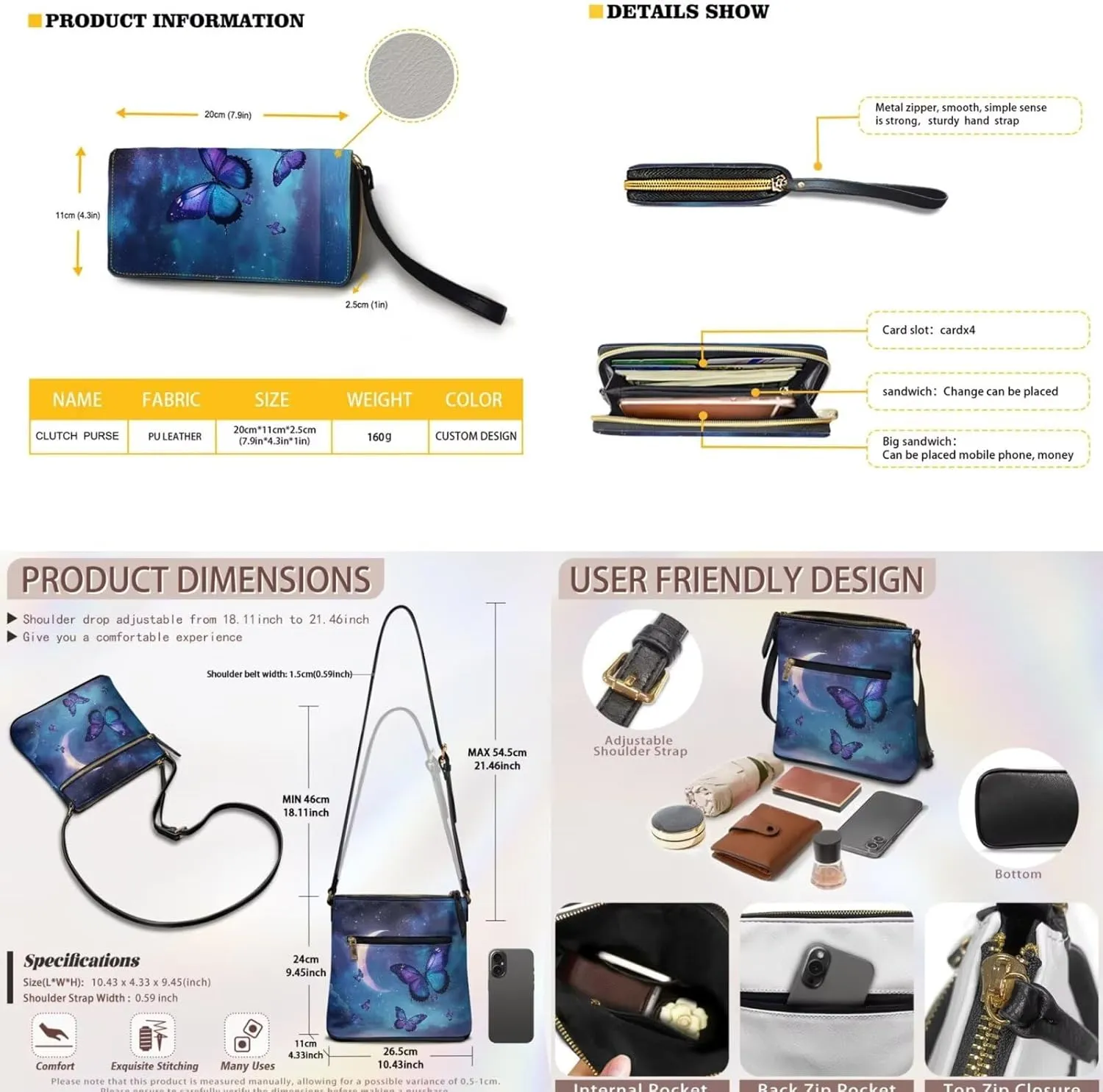 Crossbody Purses 2Pcs, Fashion Crossbody Messenger Bags with a Small Wallet Portable Easy to Carry for Work Travel