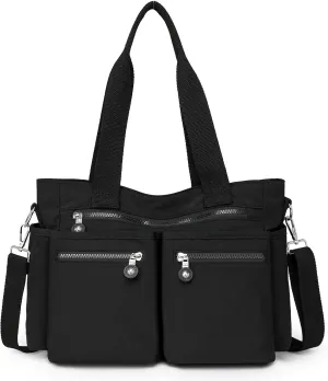 Crossbody Tote Bag with Zipper Shoulder Messenger Aesthetic School Bag Work Large Multi Pocket Tote Bag for Women Handbag