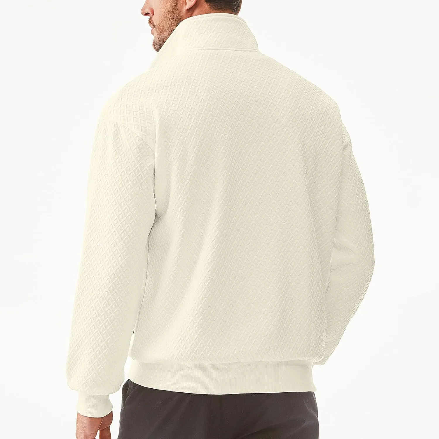 Ctreela Designer Textured Golf Shirt for Men Knit Polo Shirt Casual Long Sleeve Polo Sweater Dress 1/4 Zip Collar Shirts