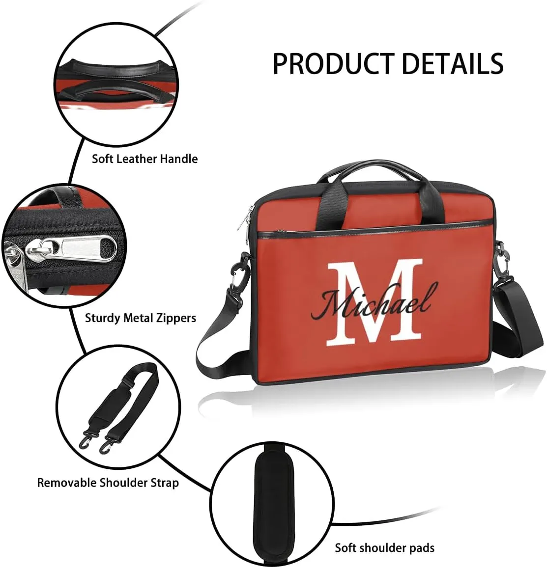 Custom Laptop Bag with Name Personalized Shoulder Bag Lightweight Computer Bag Messenger Bags with Handle