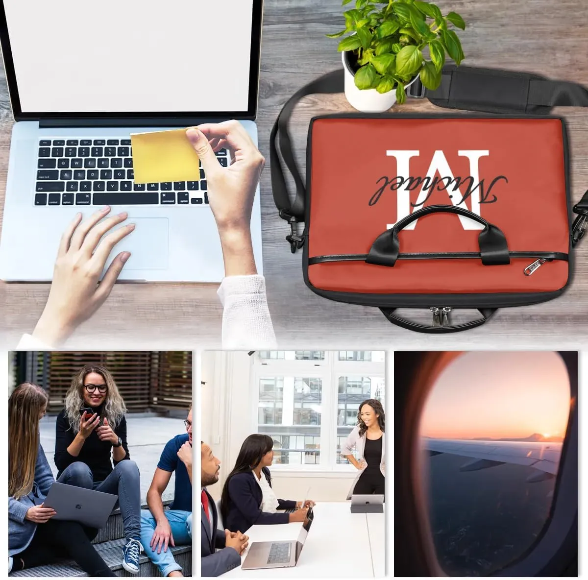 Custom Laptop Bag with Name Personalized Shoulder Bag Lightweight Computer Bag Messenger Bags with Handle