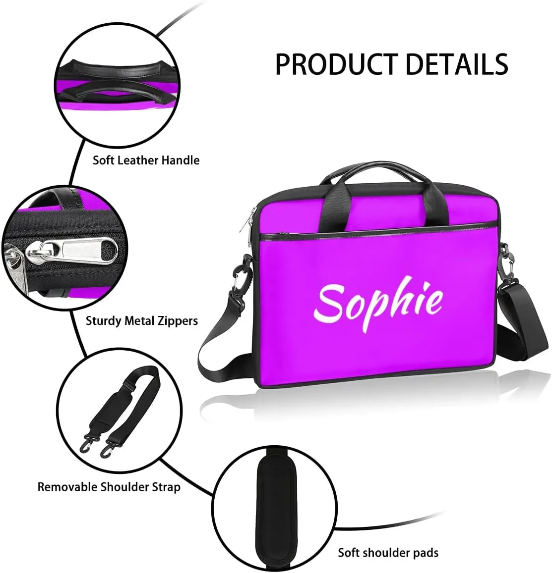 Custom Laptop Bag with Name Personalized Shoulder Bag Lightweight Computer Bag Messenger Bags with Handle