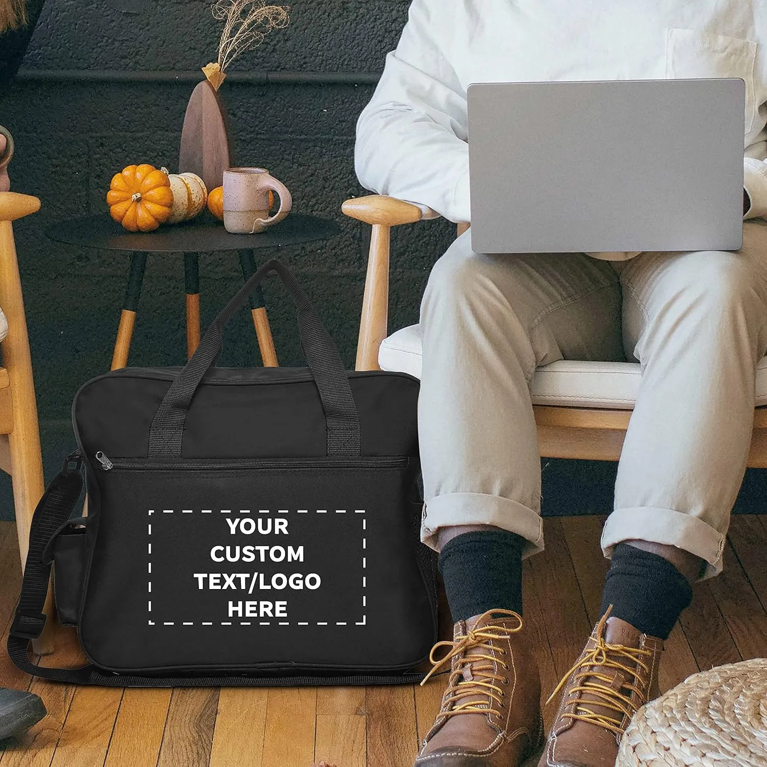 Custom Laptop Messenger Bags of 24, Personalized Bulk Pack - Perfect for Employees and For Everyday Use - Black