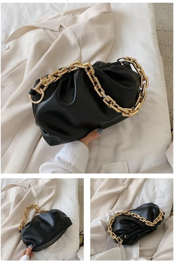 Cute Crossbody Handbag for Women, Crossbody Bag Kawaii Puffy Shoulder Handbags Fashion Puff Sling Purse Shoulder Bag (black)