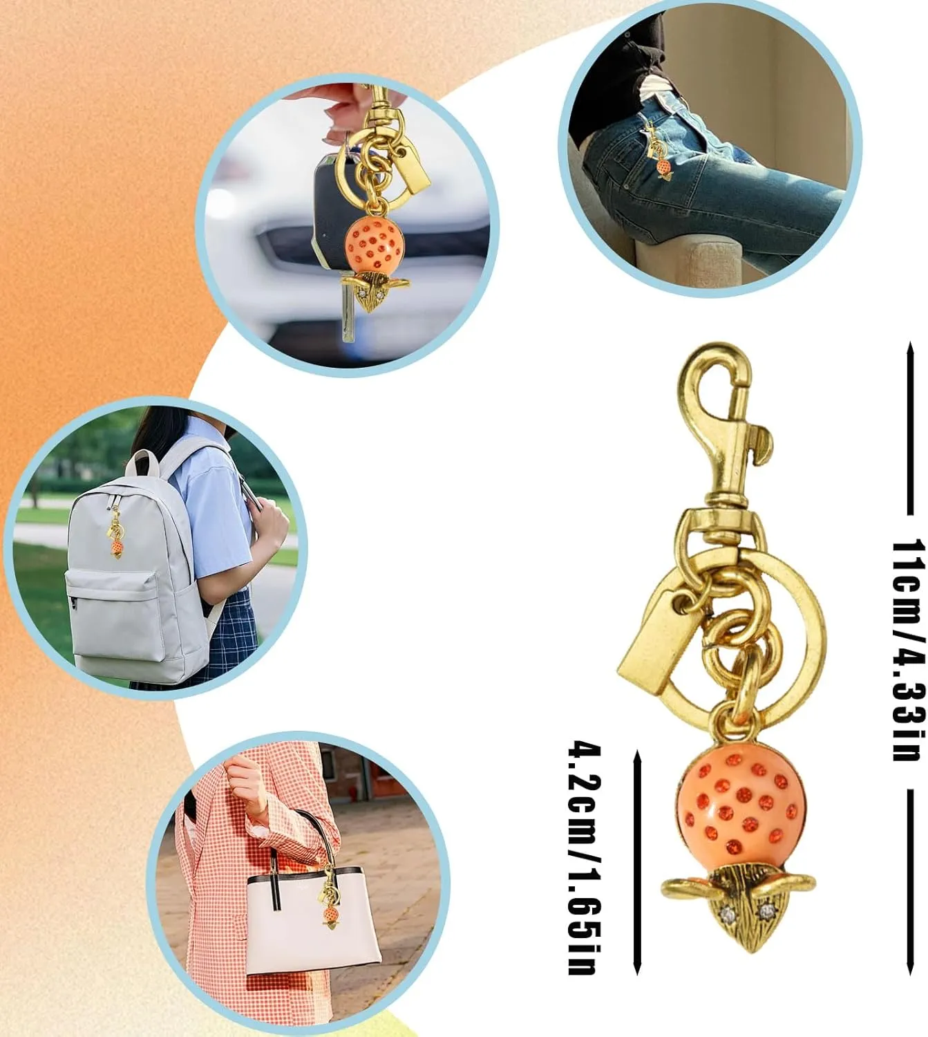 Cute Gold Mouse Keychain Car Key Chain Bag Purse Charm Bag Charms For Tote Bags Accessories For Women