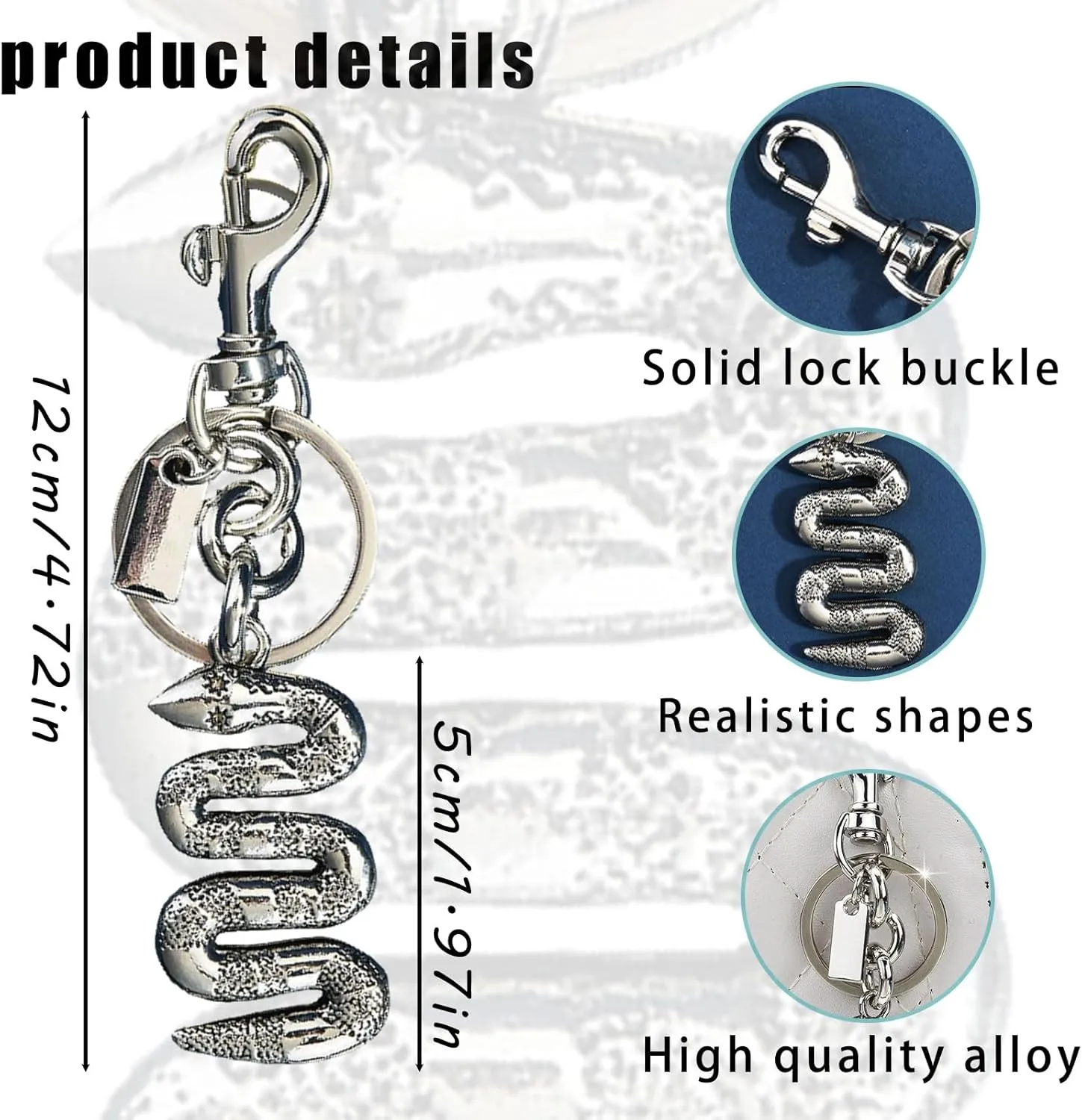 Cute Snake Keychain Car Accessories Key Clip Bag Charms Purse Charm For Handbags Keychain For Women