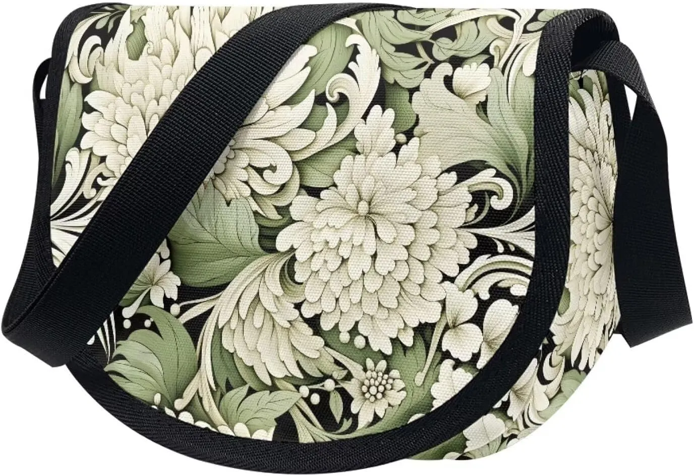 Dahlia Flower Women Cross Body Bag, Winter Forest Casual Shoulder Bag, Gothic Rose Satchel Messenger Bags with Strap