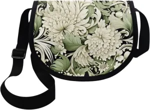 Dahlia Flower Women Cross Body Bag, Winter Forest Casual Shoulder Bag, Gothic Rose Satchel Messenger Bags with Strap