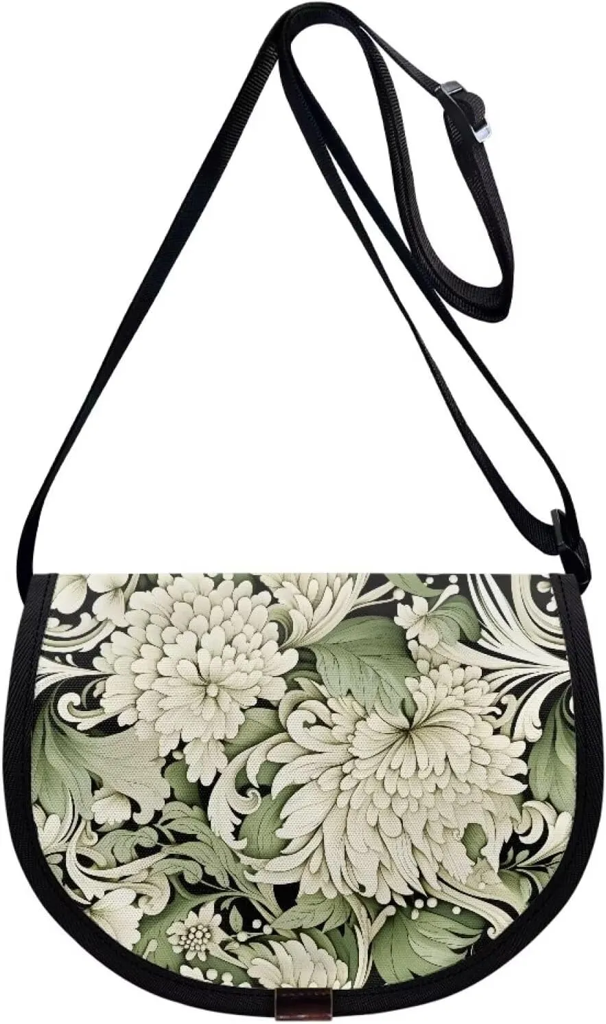 Dahlia Flower Women Cross Body Bag, Winter Forest Casual Shoulder Bag, Gothic Rose Satchel Messenger Bags with Strap