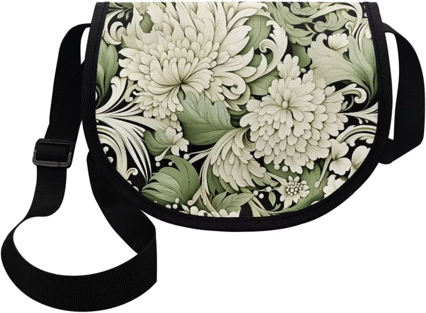 Dahlia Flower Women Cross Body Bag, Winter Forest Casual Shoulder Bag, Gothic Rose Satchel Messenger Bags with Strap