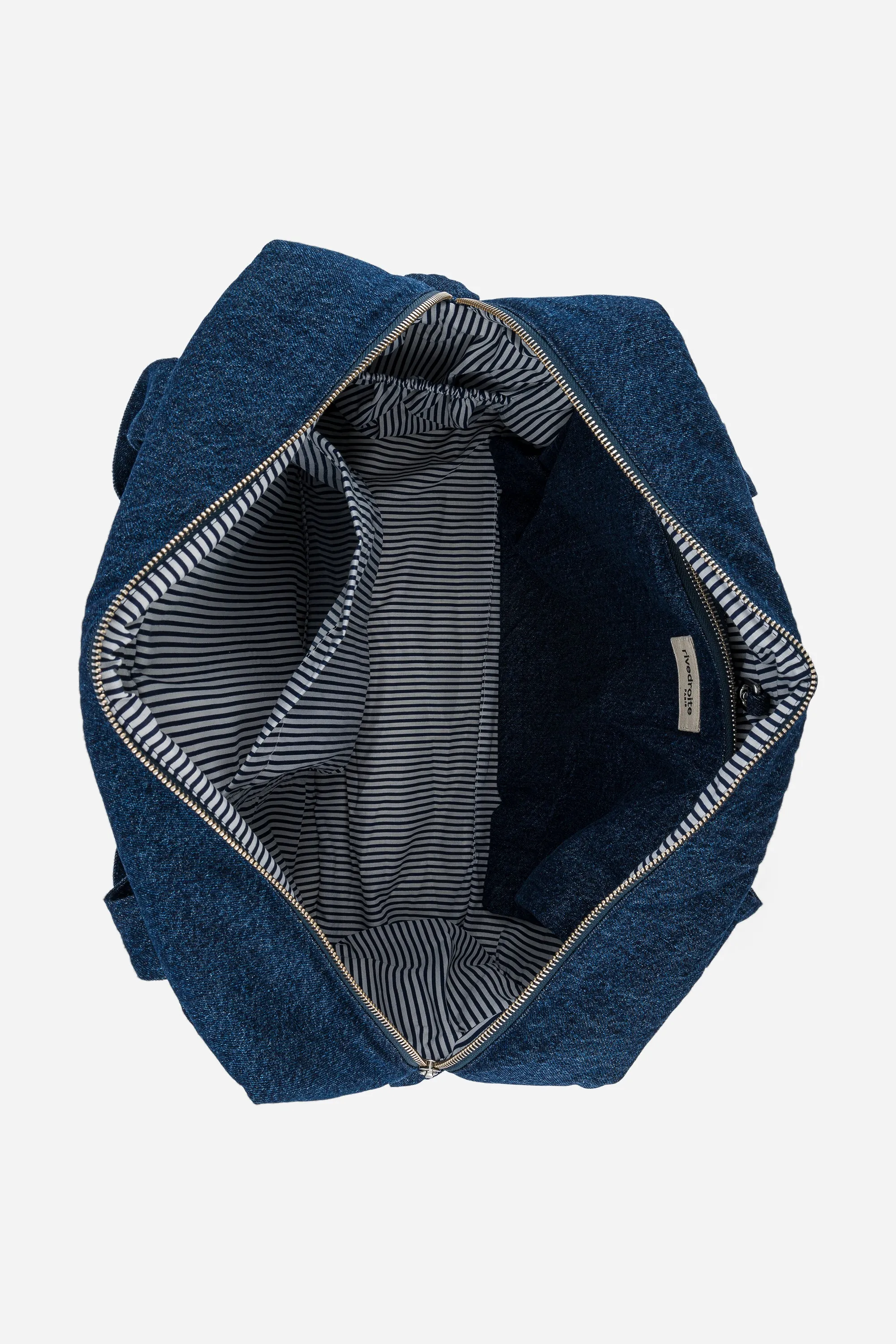 Darcy the anti diaper bag - Upcycled Raw Denim