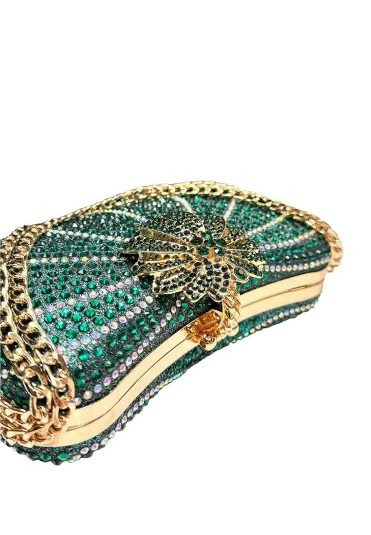Dark Green Sparkling Decor Clutch Bags