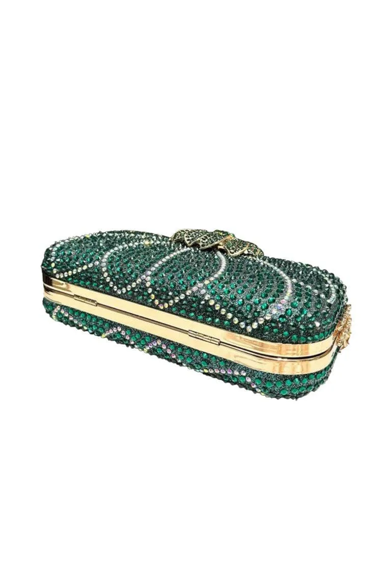 Dark Green Sparkling Decor Clutch Bags