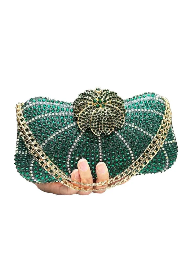 Dark Green Sparkling Decor Clutch Bags