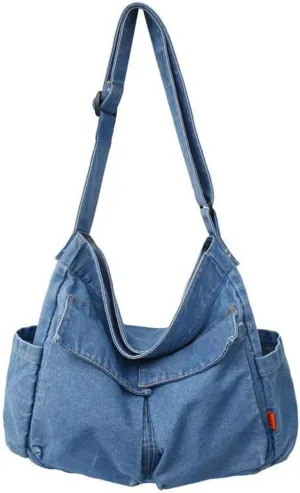 Denim Purses for Women Crossbody Bag Blue Jean Purse Tote Shoulder Bag Hobo Handbags