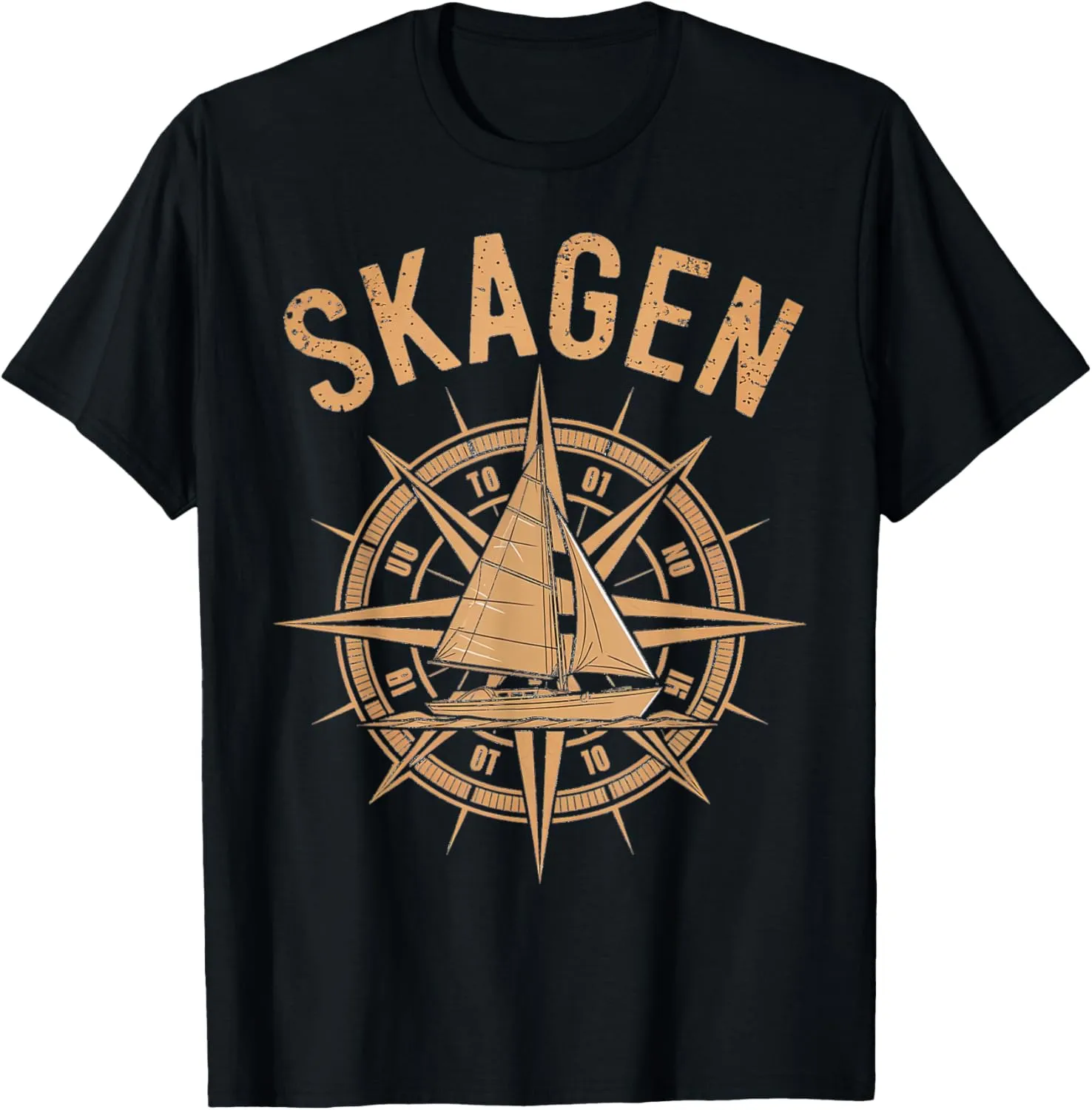 Denmark Beach City Travel Skagen Anchor Wave T-Shirt