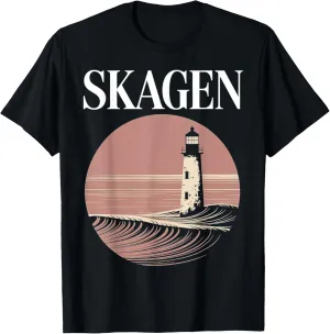 Denmark Beach City Travel Skagen Anchor Wave T-Shirt