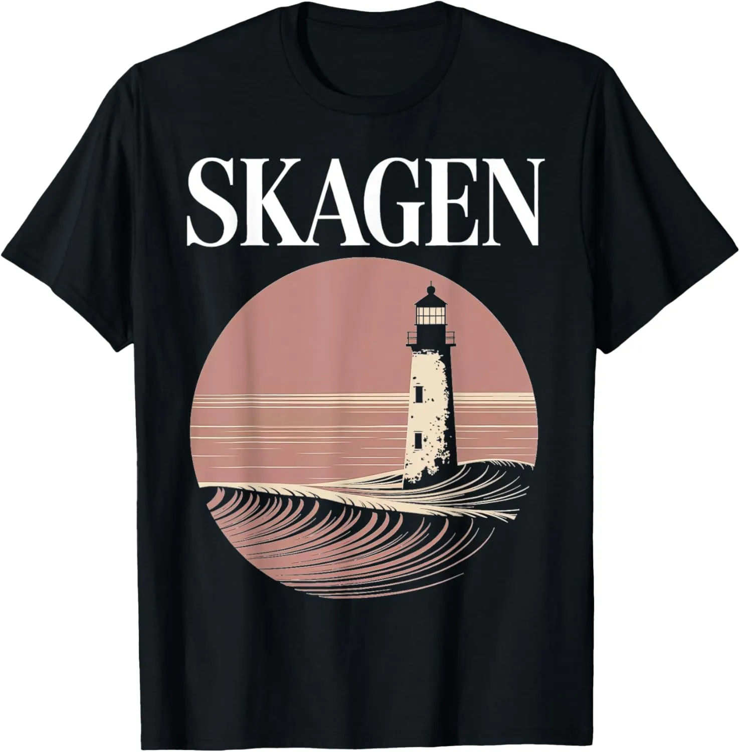 Denmark Beach City Travel Skagen Anchor Wave T-Shirt