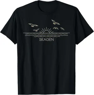 Denmark Beach City Travel Skagen Anchor Wave T-Shirt